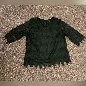 Adiva, Black Lace Women’s Top, 1X